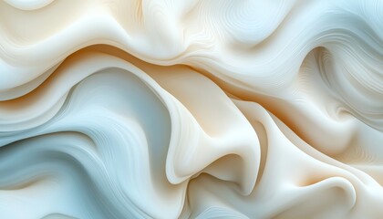 Fototapeta premium Abstract biomorphic design soft curves and fluid shapes in light blue and cream beige