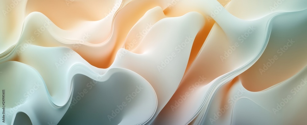 Aufkleber minimalistic 3d fluid shapes in soft pastel colors with matte texture and low contrast design
