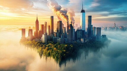 Fototapeta premium Carbon neutrality strategies for emissions reduction and corporate responsibility. 