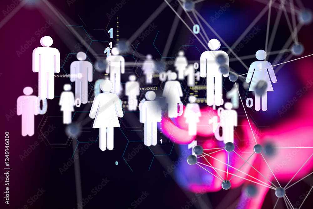 Poster abstract technology group and data 3d