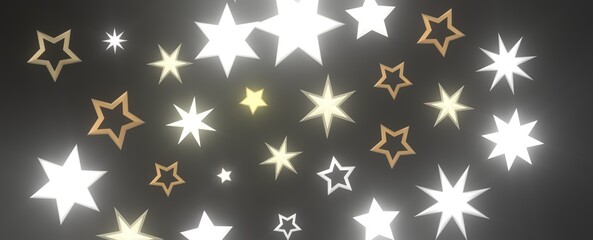 Galactic Christmas Descent: Enthralling 3D Illustration of Falling Holiday Stars from the Cosmos