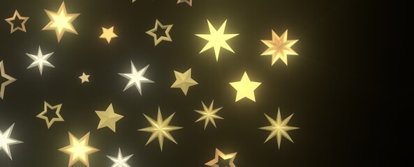 Twinkling Yuletide Skies: Breathtaking 3D Illustration of Falling Christmas Starlights