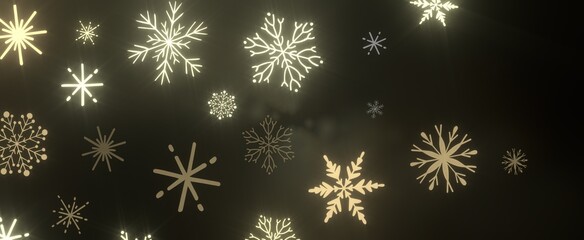 Falling snow at night. Bokeh lights