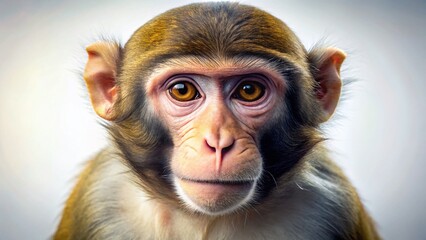 Playful Monkey Portrait: High-Resolution Stock Photo with White Background