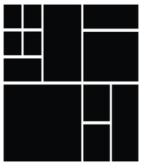 Empty collage photo template with mosaic pattern and rectangle shape. Art grid arrangement for picture frame composition portfolio collection.