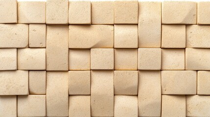 Textured Beige Square Tiles Wall Covering
