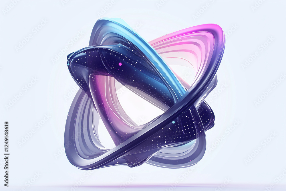 Poster abstract 3d shape futuristic object, generative ai