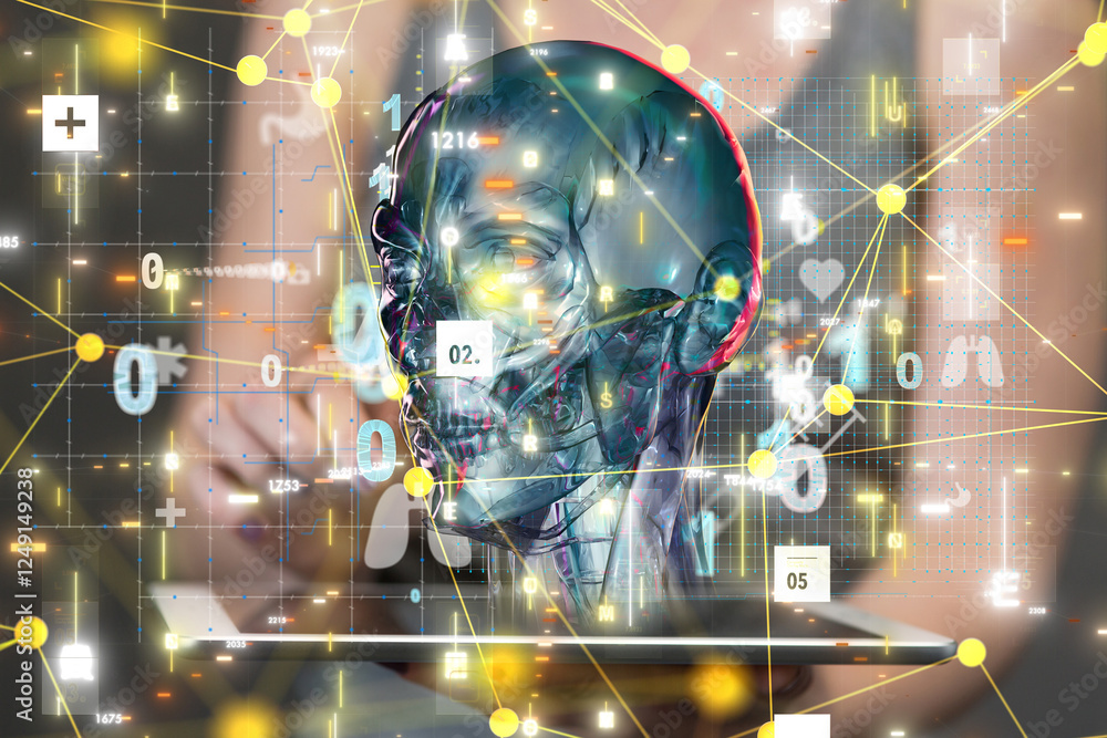 Aufkleber digital medical futuristic interface 3d rendering