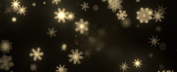 Snowflakes and bokeh lights on the blue Merry Christmas background. 3D render