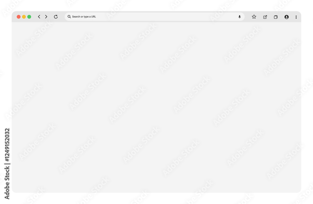 Aufkleber empty browser window mockup with a minimalistic toolbar on a transparent background. a modern web pa