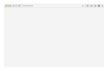 Empty browser window mockup with a minimalistic toolbar on a transparent background. A modern web page template design, perfect for UI and UX presentations, website previews, and digital content.
