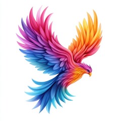 Obraz premium Colorful and Vibrant Phoenix Bird in Flight with Radiant Plumage Displaying a Rainbow of Hues