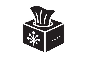 Monochrome Tissue Box Silhouette Minimalist Vector Graphic