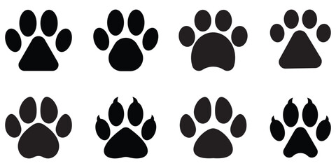 Fototapeta premium WebPaw print of dog, cat, puppy pet footprint, Animal foot print vector icon set 