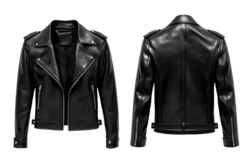 black leather jacket on a white background