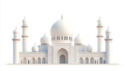 White Mosque, Arabian architecture, isolated, 3D render, travel brochure (1)