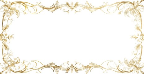 Golden ornate frame, floral design, blank space, invitation template