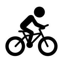 Obraz premium Bicyclist icon riding bike in dynamic pose within minimalist sports design 