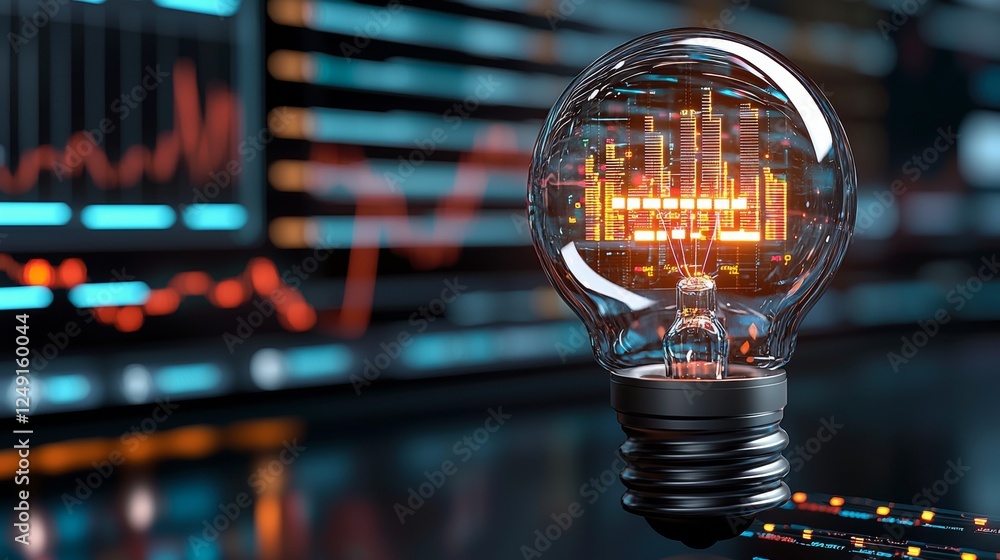 Poster innovative technology showcase illuminating ideas in a digital business environment futuristic light
