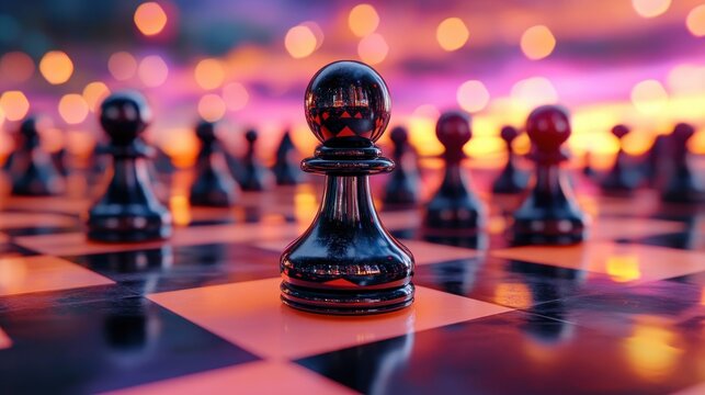 Elevate your business strategy with an abstract concept of business decision-making and planning through a futuristic chessboard Visualize strategic moves in corporate planning with stunning - Powered by Adobe