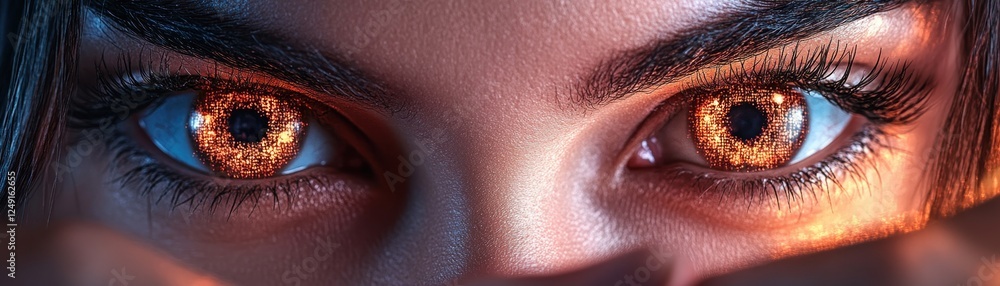 Poster intense gaze of productivity a freelancer working from home, focused on a structured work routine wi