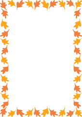Oak leaves autumn simple frame. Colorful leaf Thanksgiving template. Frame with empty space