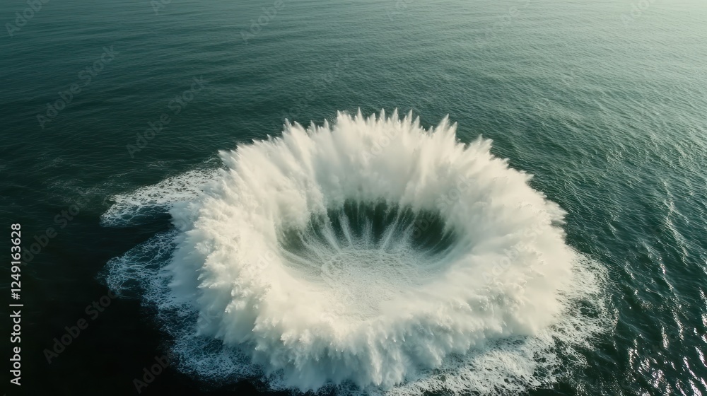 Poster aerial view of water explosion creating circular splash