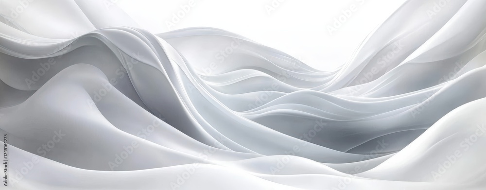 Poster soft flowing white waves in a minimalist background with gentle curves and fluid dynamics for a calm