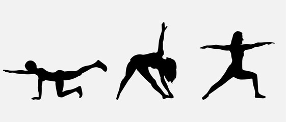 Yoga set silhouette vector art illustration