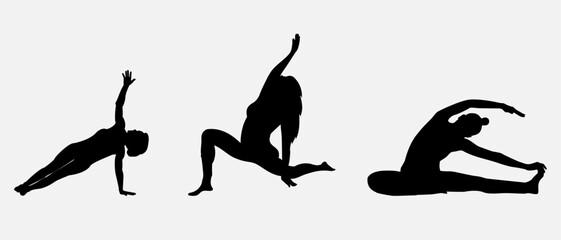 Yoga set silhouette vector art illustration