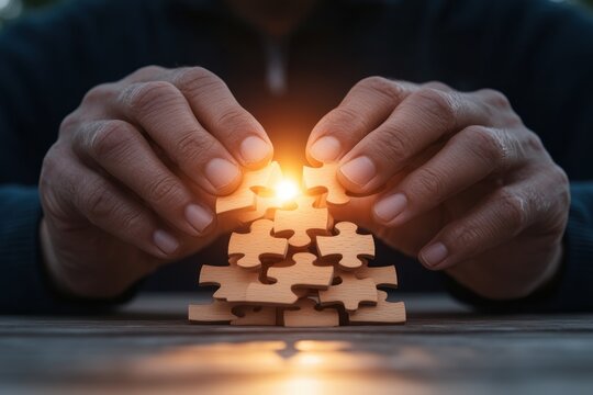 Unlock Productivity with Time Management A Visual Metaphor featuring a person holding puzzle pieces Master your focus, craft a winning plan, and conquer your deadlines with this powerful image