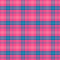 Plaid with twill weave repeat pattern.Checkered tartan gingham seamless pattern in pink and blue.Geometric graphic vector illustration background design for fabric and prints.
