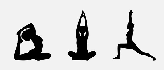 Yoga set silhouette vector art illustration