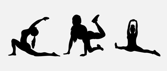 Yoga set silhouette vector art illustration
