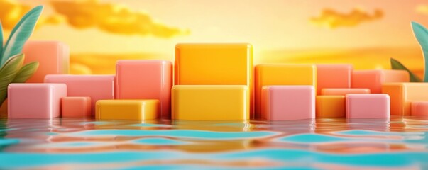 Visualize Your Future A Futuristic Vision Board with Floating Goal Markers, Deadlines, and Motivation Quotes Achieve success with this vibrant abstract representation of ambition Dream big and plan