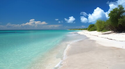 Obraz premium Paraíso Tropical: Día Soleado en la Playa con Aguas Turquesas