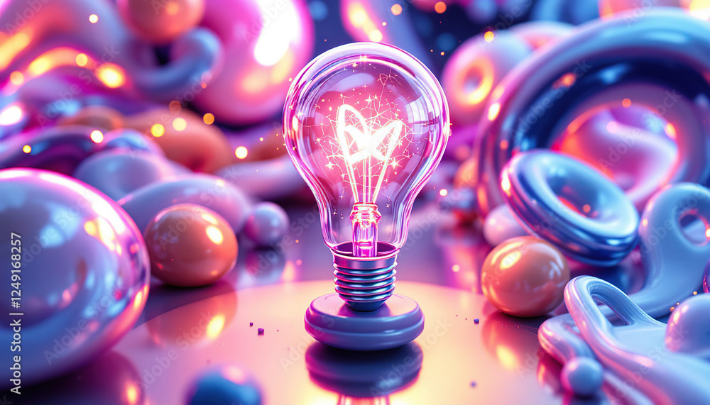 Poster glowing lightbulb idea concept in abstract background