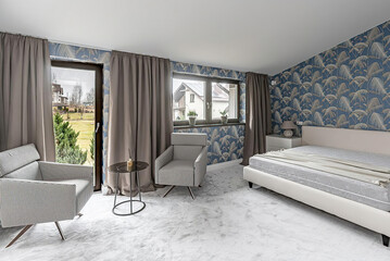 Modern luxury apartment interior in minimal scandinavian style, 3d rendering