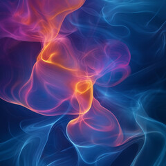 Obraz premium smoky colorful background with swirling patterns in vibrant blues, pinks, and oranges, creating a dynamic visual effect, on isolated transparent background