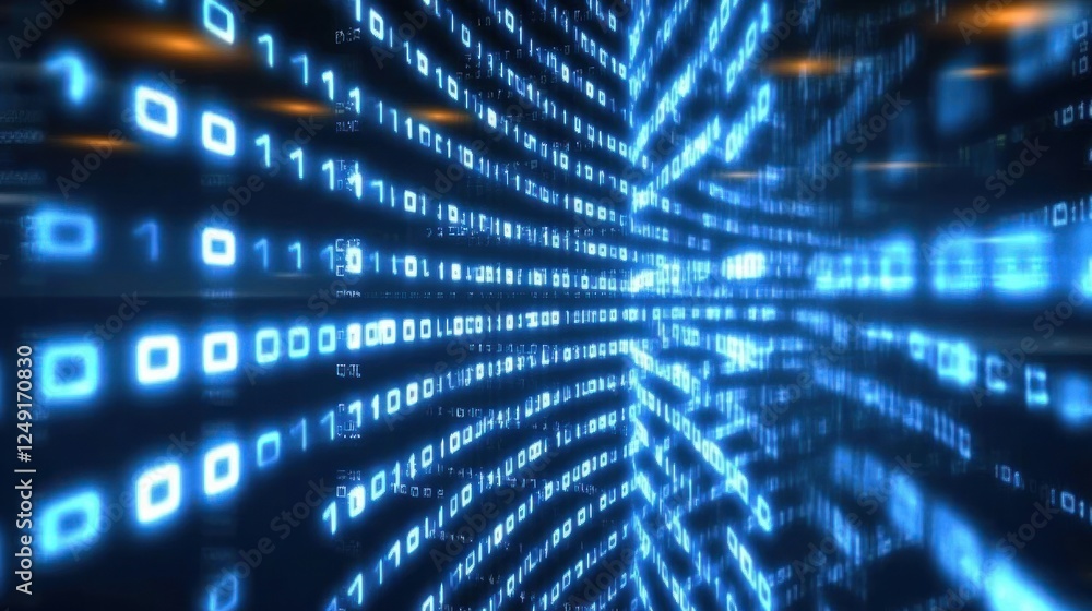 Poster abstract representation of digital data flowing in a network