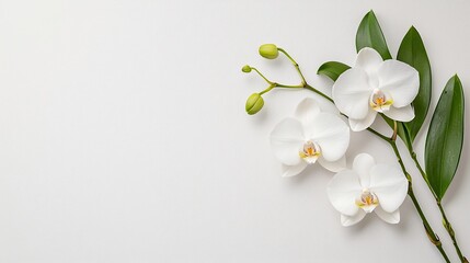 Fototapeta premium Elegant White Orchids on Textured White Background