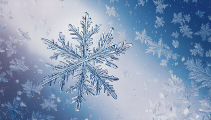 Intricate Snowflake Macro: A breathtaking close-up reveals the exquisite detail and crystalline structure of a single snowflake, showcasing its unique.
