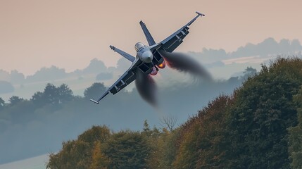 High-Speed Fighter Jet Creating Visible Shockwave in Flight