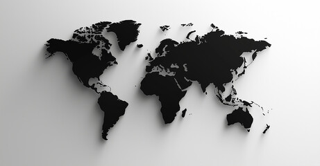 gray vector world map with borders on white background, showcasing continents and countries in minimalist design. Ideal for educational or decorative purposes