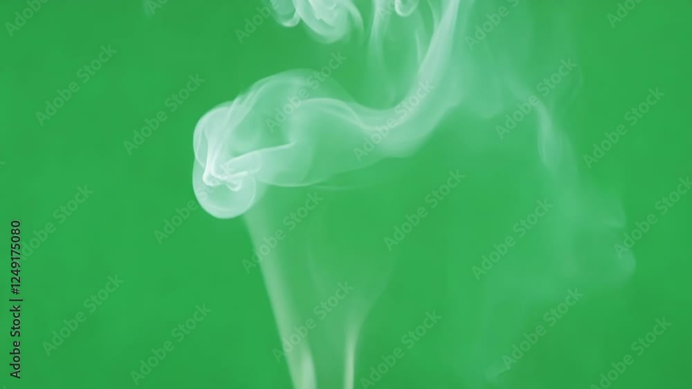 Poster light tendrils of steam twisting and swirling hinting at a warm source below. green screen chromakey