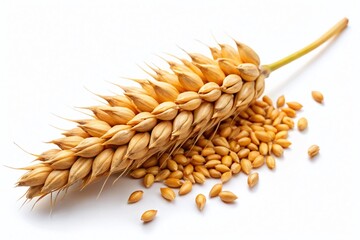 Single Ear of Wheat Isolated on White Background -  High-Resolution Stock Photo