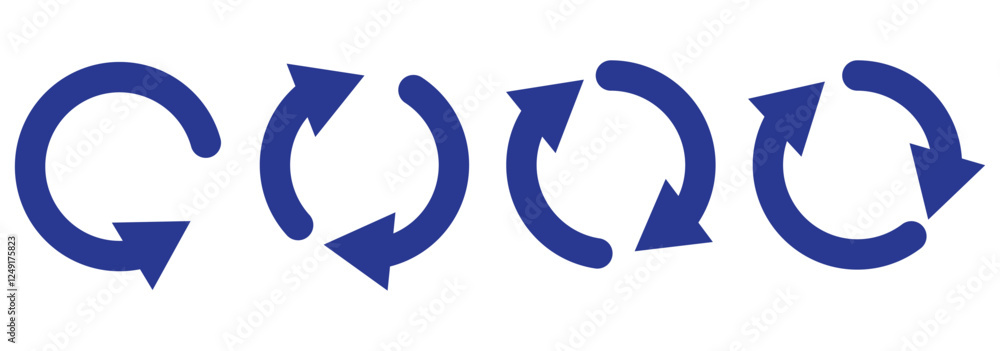 Poster circle arrow icon set. symbol of reload, refresh, loading, recycle and repeat. interconnecting round