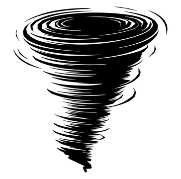 Tornado line icons set vector illustration. Spiral whirlwind and hurricane with speed whirls and funnels, danger wind symbols of storm weather and extreme tornado disaster in nature, speed cyclone	