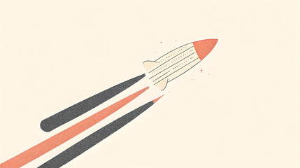 Abstract Pencil Rocket Launch Illustration