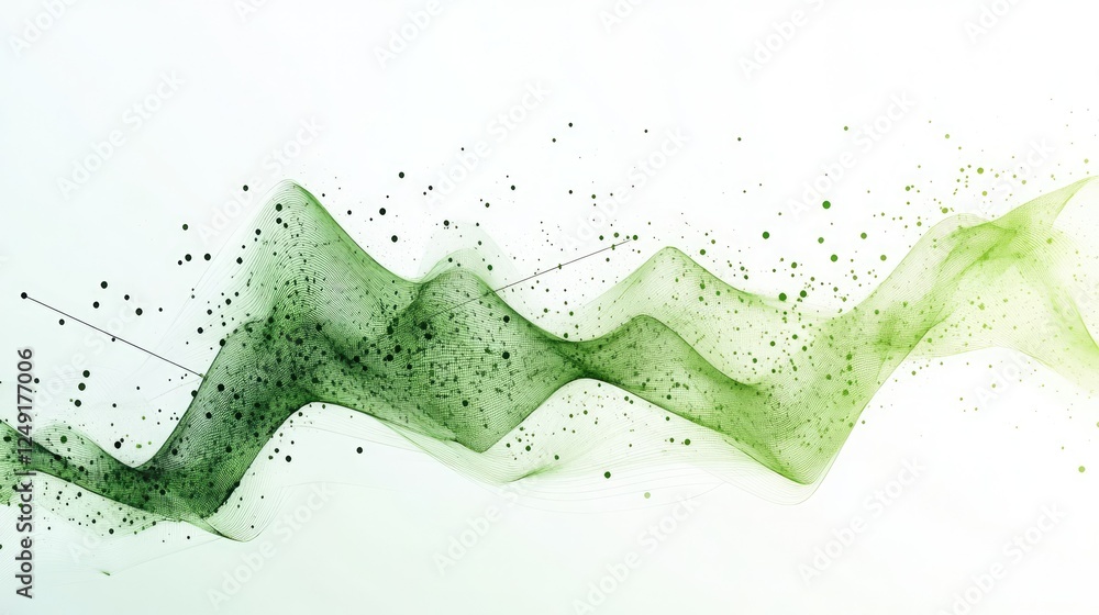 Poster green arrow and growth chart design with data points and gridlines on a clean white background.